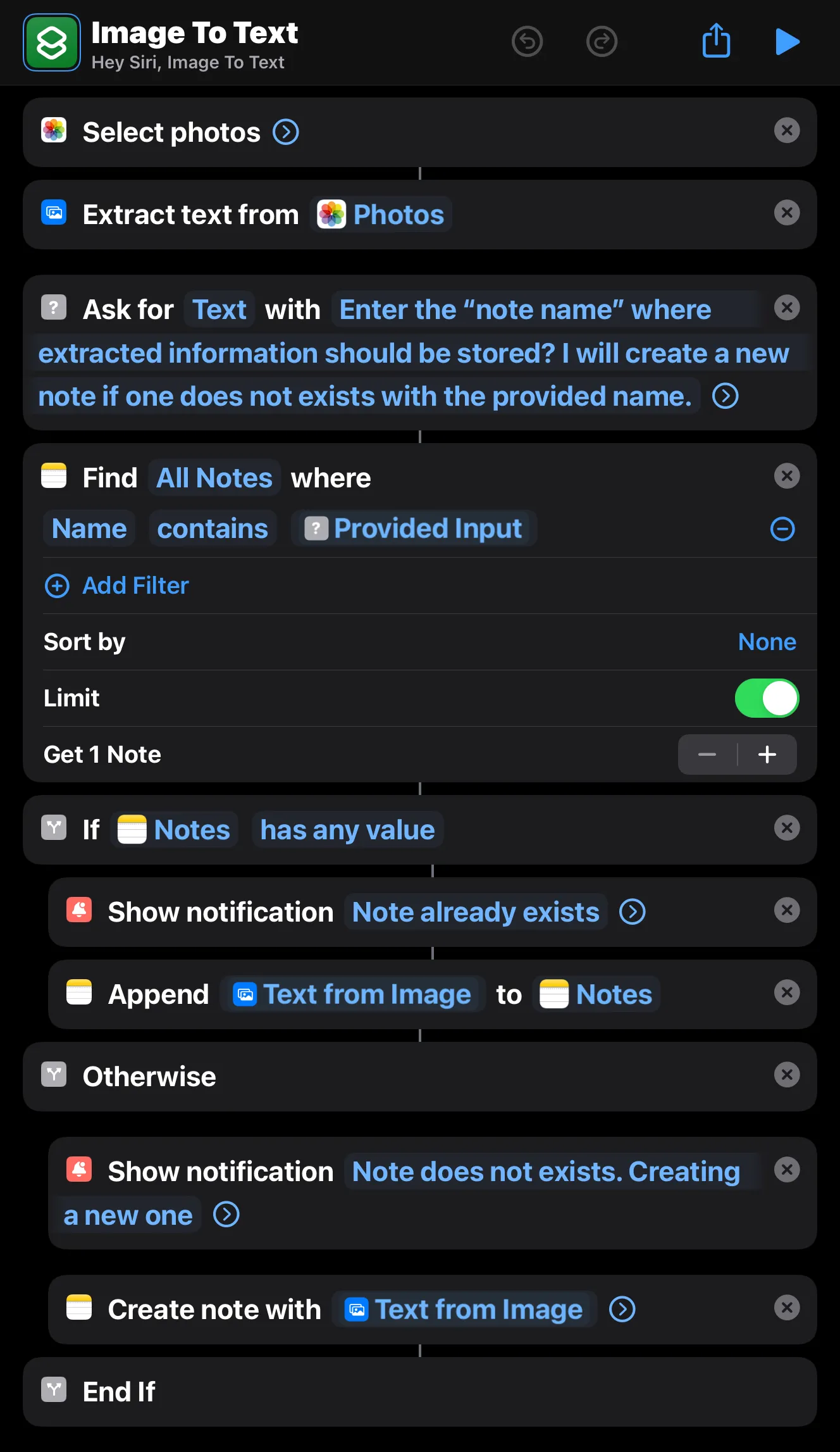 Image showing the shortcut definition for the described solution