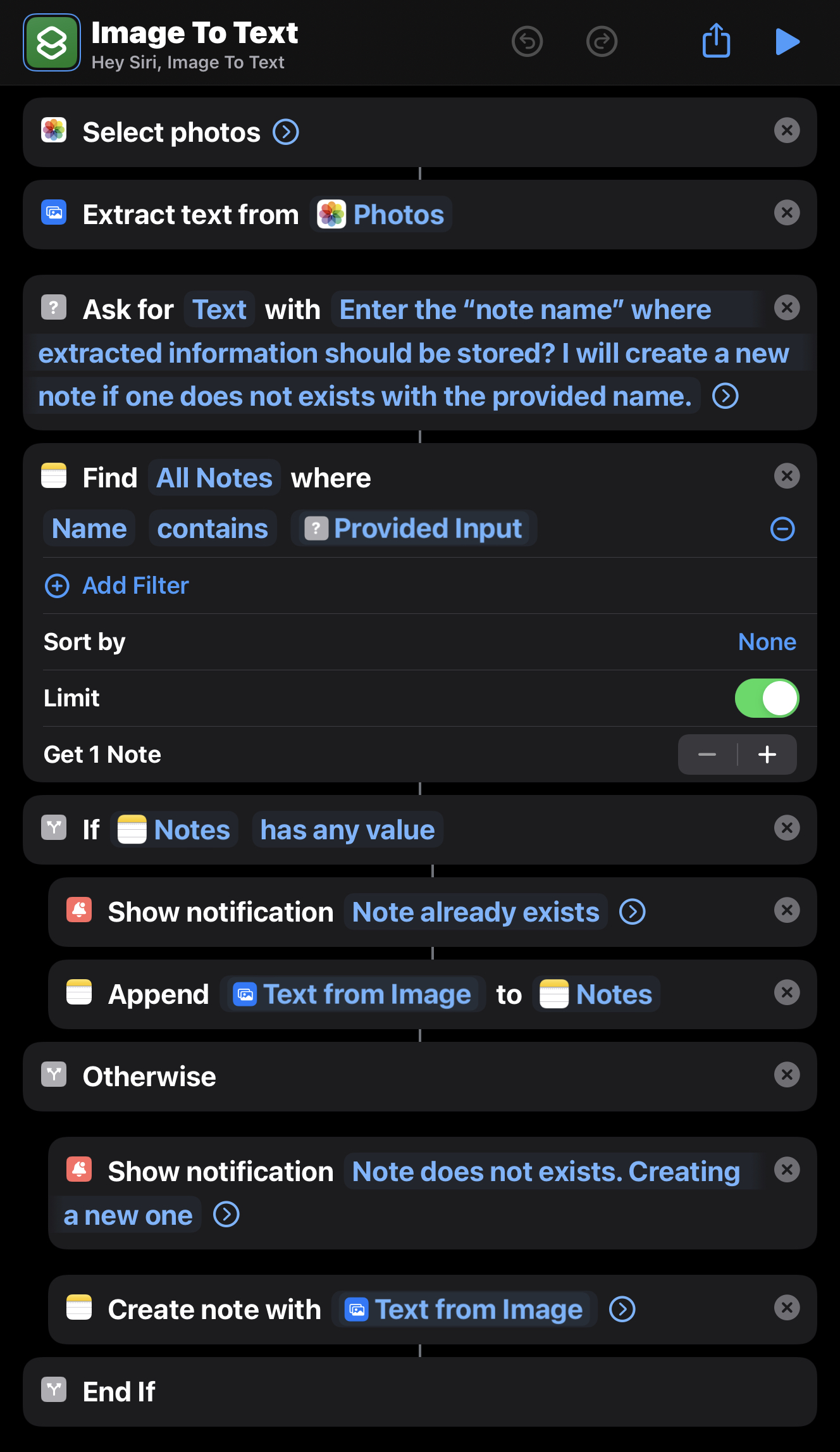 Image showing the shortcut definition for the described solution